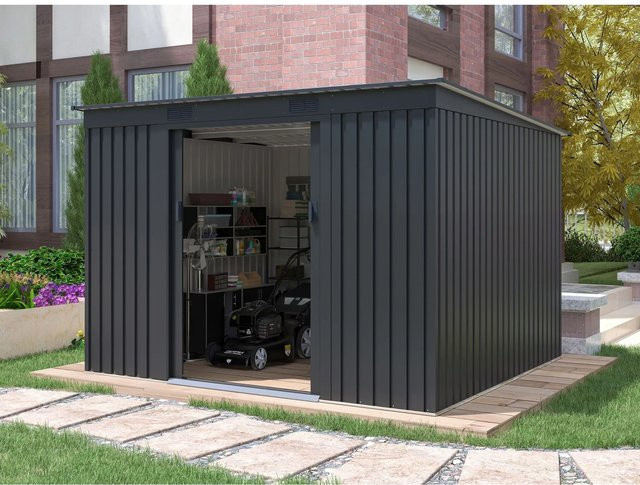StarLine Metall Gerätehaus Modell Pento in Anthrazit mit Schiebetür und Schloss, 6,29 m² - Bild 1