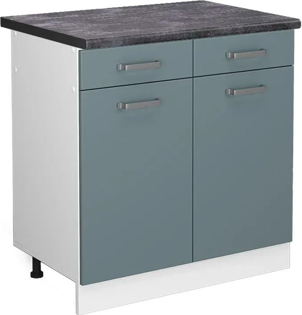 Vicco R-Line Küchenunterschrank mit Schubladen in Blau-Grau/Weiß und Anthrazit, B: 80 cm, H: 81,6 cm, T: 60 cm - Bild 1