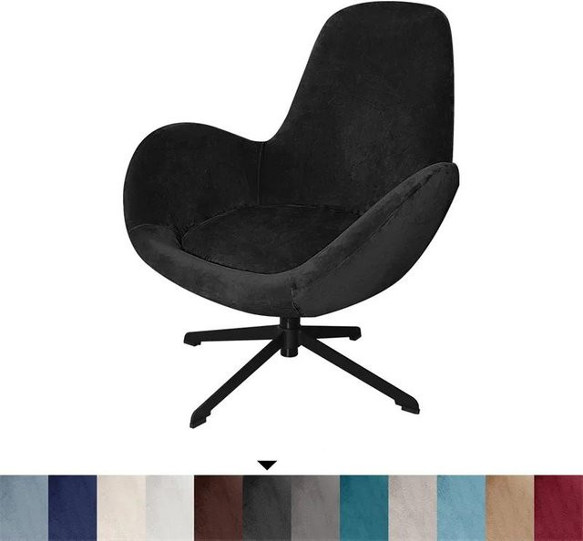 Einfarbiger Samt Stuhlbezug aus Stretch-Material für Sessel und Liegestühle, Schwarz - Bild 1