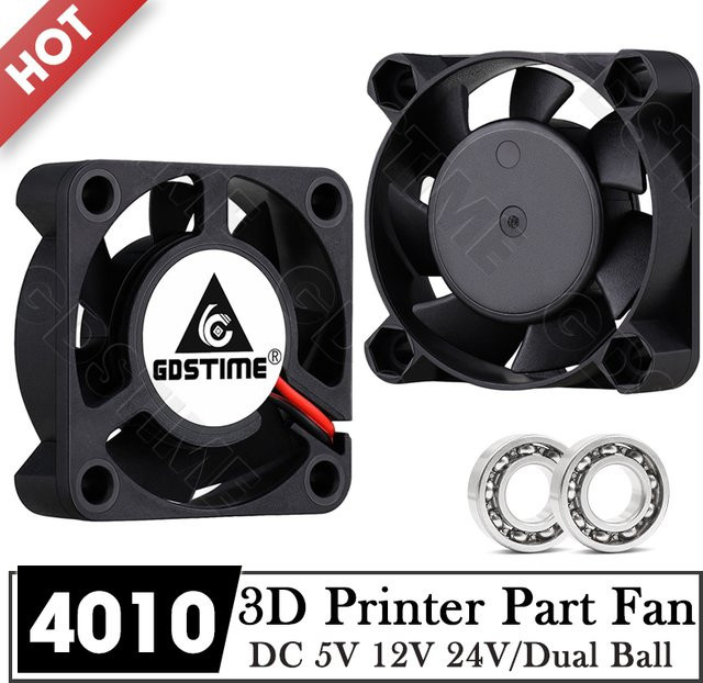 Gdstime 4010 Mini-PC-Gehäuselüfter Schwarz B/T/H: 4 x 4 x 1 cm Dual-Kugel- und Hülsenkühlerlüfter für 3D-Drucker und PC-Kühlung - Bild 1