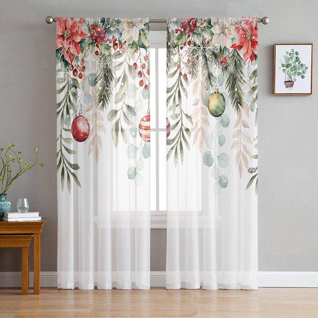 Transparente Tüll Vorhänge aus Voile in Weiß für deine Wohnzimmer- und Küchendekoration, Breite: 135 cm, Höhe: 115 cm - Bild 1