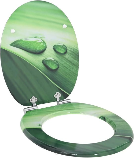 vidaXL Toilettensitz mit Soft-Close und Grünes Tropfendesign, Oval, Farbe: Grün, B/T: 44 x 38 cm - Bild 1