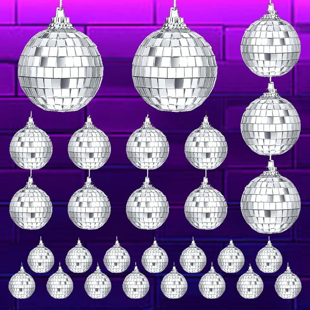 EsenTroye Spiegel-Disco-Kugel in Silber, reflektierendes Party-Deko-Ornament für Retro-Partys, Hochzeiten und Weihnachten, Durchmesser: 8,0 cm - Bild 1