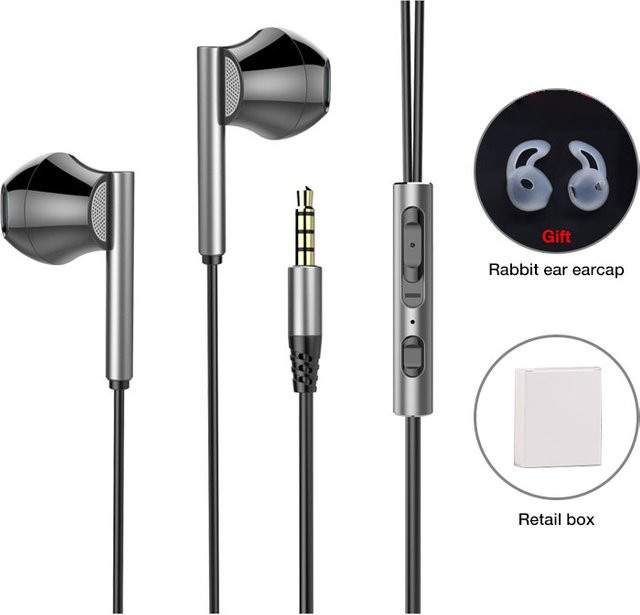 EARDECO In-Ear Kopfhörer mit Mikrofon und Rauschunterdrückung, kabelgebunden mit 3,5 mm Klinkenanschluss, Schwarz - Bild 1