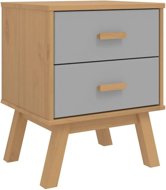 vidaXL Nachttisch OLDEN aus Massivholz Kiefer in Grau und Braun - Bild 1