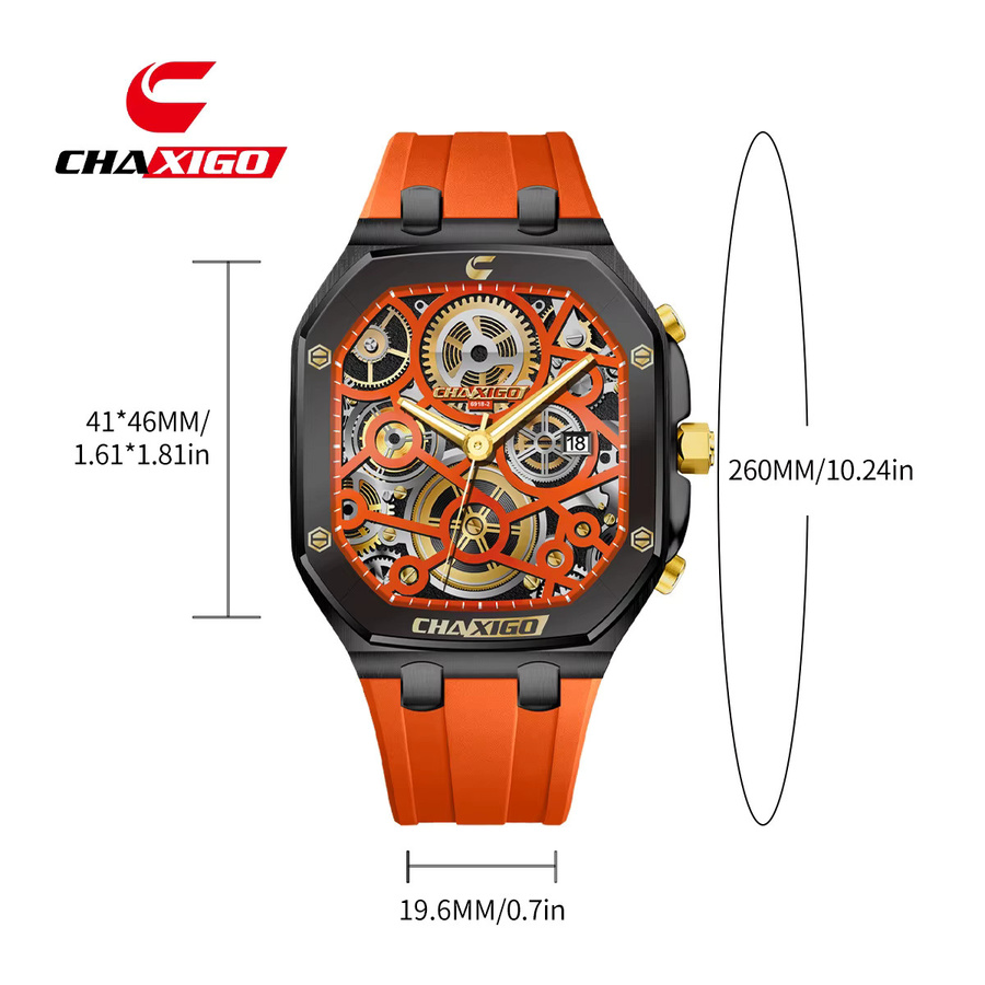 CHAXIGO Armbanduhr Quarz, Silikonarmband, Schwarz, Herren - Bild 4