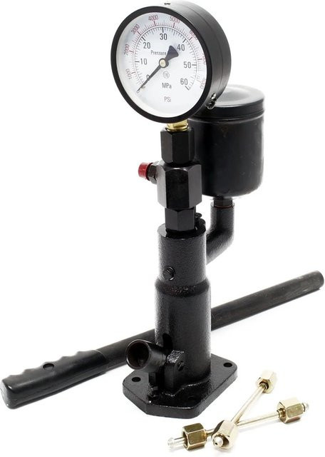 Wiltec Diesel Einspritzdüsen Tester Injektor Prüfgerät Schwarz B/T/H: 16,0 x 10,0 x 38,0 cm 0-600 Bar - Bild 1