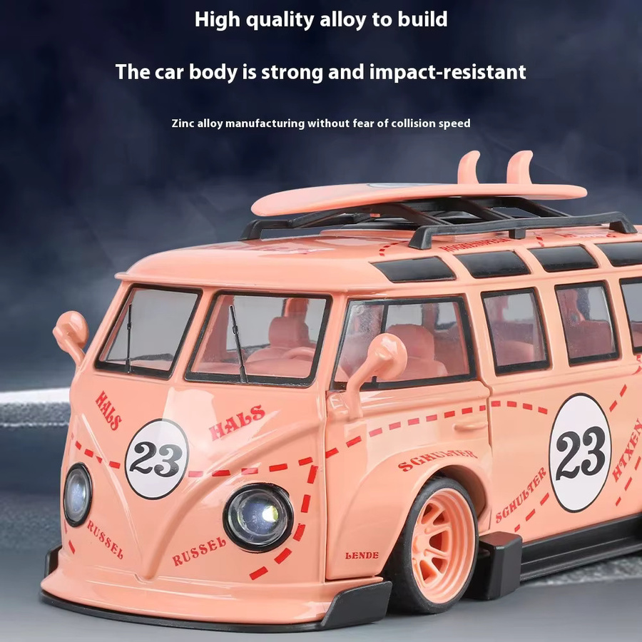 T1 Bus Gulf Oil Martini Low Ride Wide Body, Modellauto, 1:24, Metall, mit Licht und Sound - Bild 3