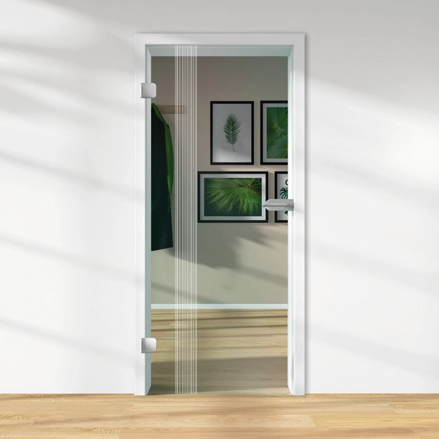 Skyscope Glasdrehtür ESG Floatglas mit Lasermattierung, DIN Links, Transparent, H x B x T: 197,2 x 83,4 x 0,8 cm - Bild 1