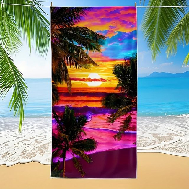 Sportliches Strandtuch mit Sonnenuntergang-Motiv von JMG Household Supplies, Mehrfarbig, B/B: 80 x 160 cm - Bild 1