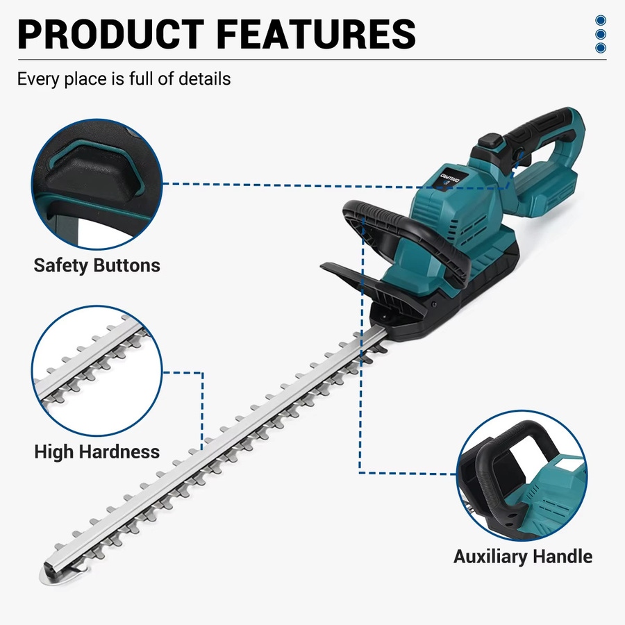 Drillpro Akku-Heckenschneider mit 3000 U/min und 20 Zoll Schnittbreite, bürstenloser elektrischer Gartenschneider mit 180 Grad drehbarem Kopf und wiederaufladbarem Akku - Bild 5