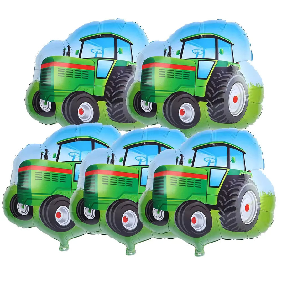 5 Stück Traktor-Folienballons und Latexballons von PartiesTour in Braun und Grün für deine Geburtstagsdeko - Bild 1