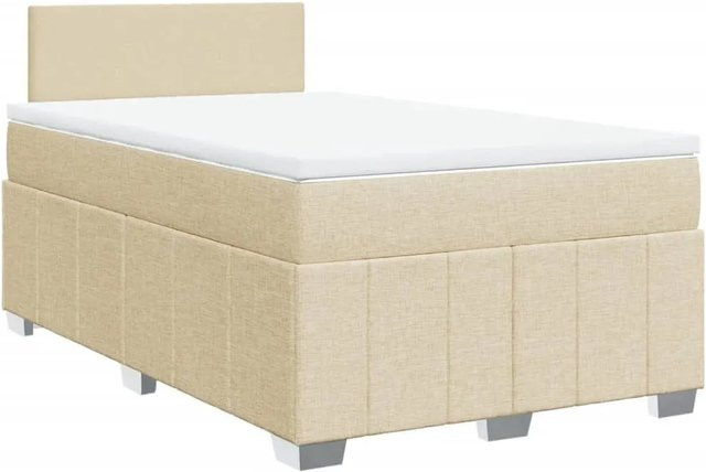 vidaXL Boxspringbett Hybrid mit Matratze und USB-Anschluss in Creme, B/T/H: 120 x 200 x 100,5 cm - Bild 1