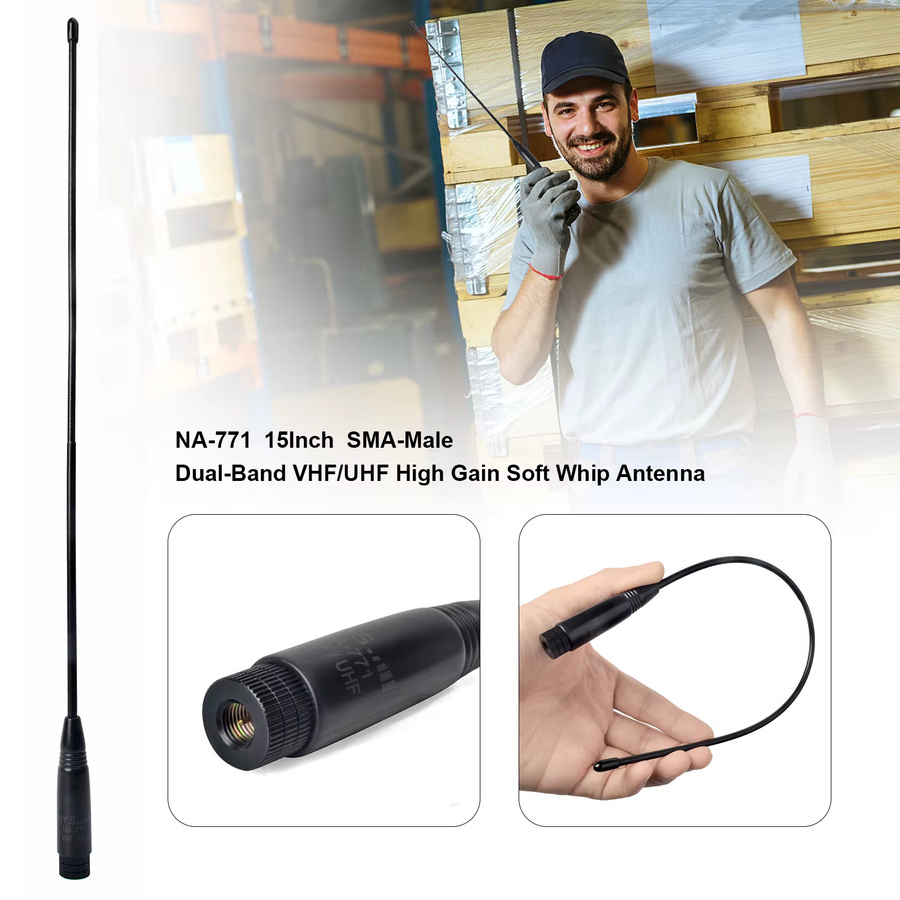 Hys SMA-männlich VHF/UHF 144/430MHz Dual Band Peitschenantenne flexible Antenne in Schwarz für Yaesu VX-1R VX-2R und Baofeng BF-UV3R Walkie Talkie - Bild 2