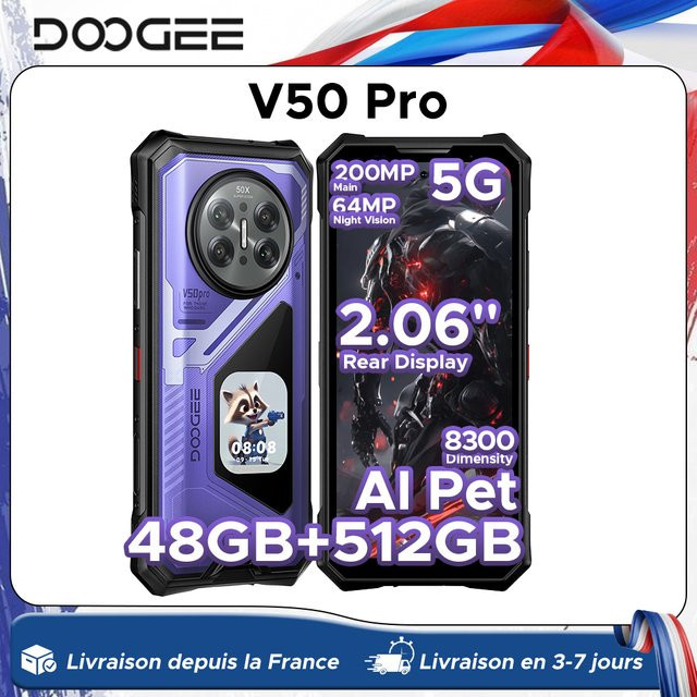 DOOGEE V50 Pro 5G Robustes Smartphone in Grau mit 6,78 Zoll 120Hz Display, Dimensity 8300, 11000mAh Akku und bis zu 1TB ROM, Android 16 - Bild 1