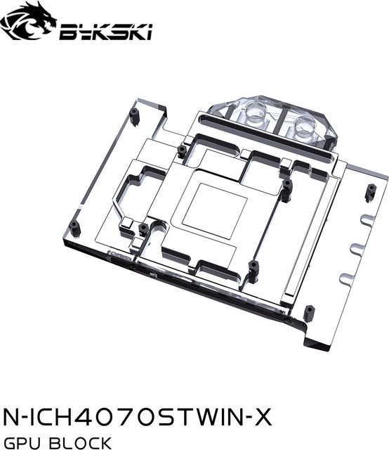 Bykski GPU-Wasserblock N-ICH4070STWIN-X für INNO3D RTX 4070 SUPER TWIN X2 und RTX 4070 Ti ICHILL X3 mit dichten Wasserstraßen, transparent - Bild 1