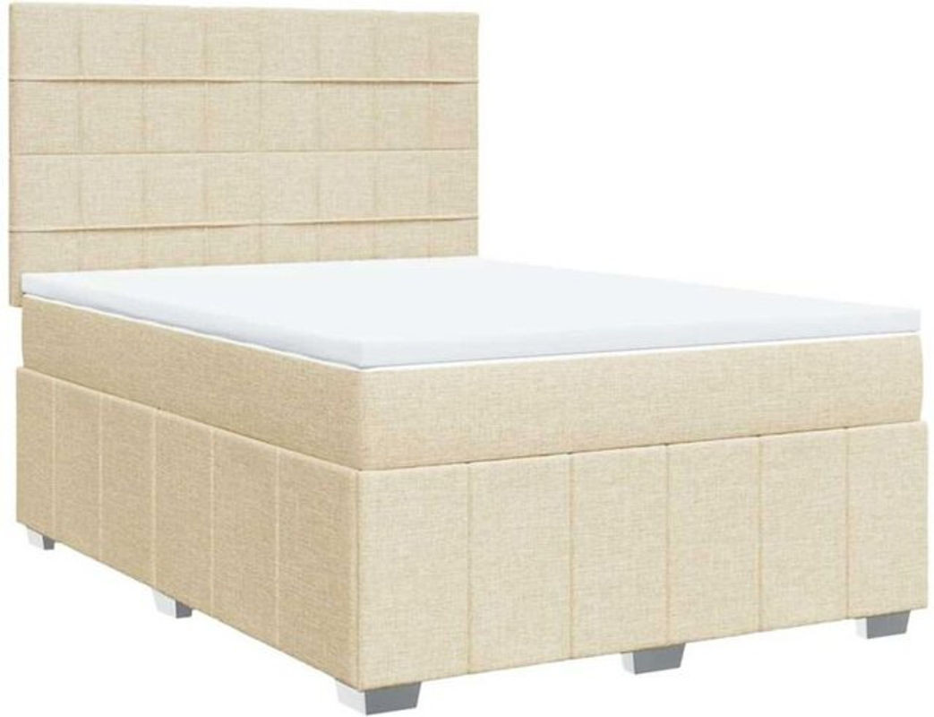 vidaxl Boxspringbett mit Matratze in Creme/Beige aus Stoff, B/T/H: 140 x 190 cm - Bild 1