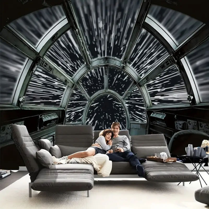 LVJIA Sci-Fi Space Planet Wandteppich aus Polyester in Schwarz als rechteckiger Wandbehang für deine Heimdekoration - Bild 1