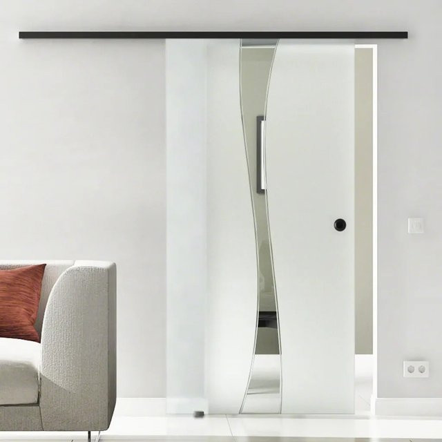Levidor Glasschiebetür Komplettset Bremen in Schwarz mit Griffmuschel und SoftClose, B/H: 65 x 217,5 cm - Bild 1