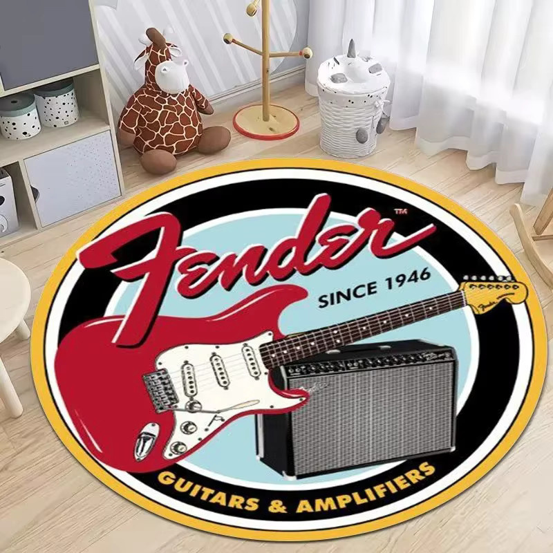 Fender Rundteppich mit Musik-Motiv in Schwarz für dein Wohnzimmer - Bild 2