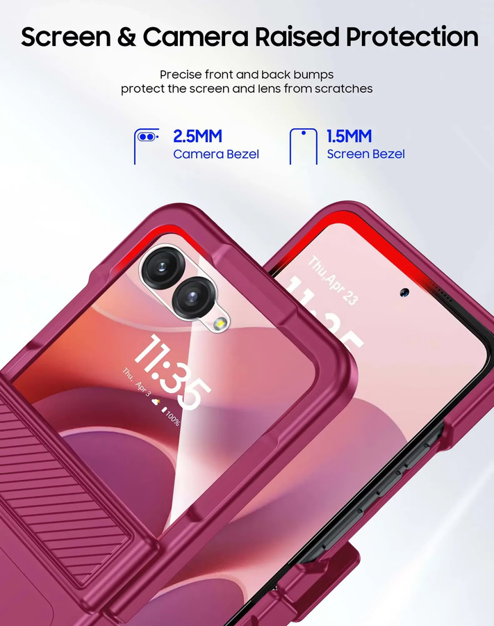 Motorola Razr Handyhülle mit Kartenclip, Scharnierschutz, RFID-Abschirmung und Displayschutzfolie in Rosenrot - Bild 5