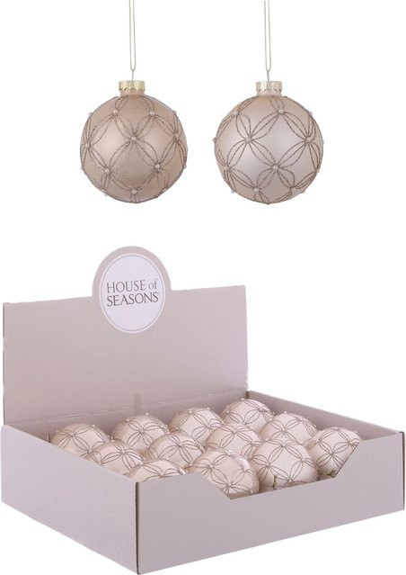 House of Seasons Weihnachtskugel Ornament in Creme und Beige Durchmesser: 8 cm - Bild 1