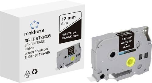Renkforce RF-LT-BTZe335 Beschriftungsband kompatibel mit Brother TZe-335, Breite: 12 mm, Farbe: Schwarz, Schriftfarbe: Weiß, Länge: 8 m - Bild 1