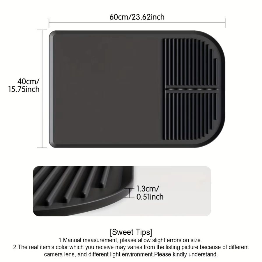 Leeseph Silikon-Kaffeematte mit erhöhten Kanten als Abtropfmatte für die Arbeitsplatte, Farbe: Grau, B/T: 60,96 x 40,64 cm - Bild 4