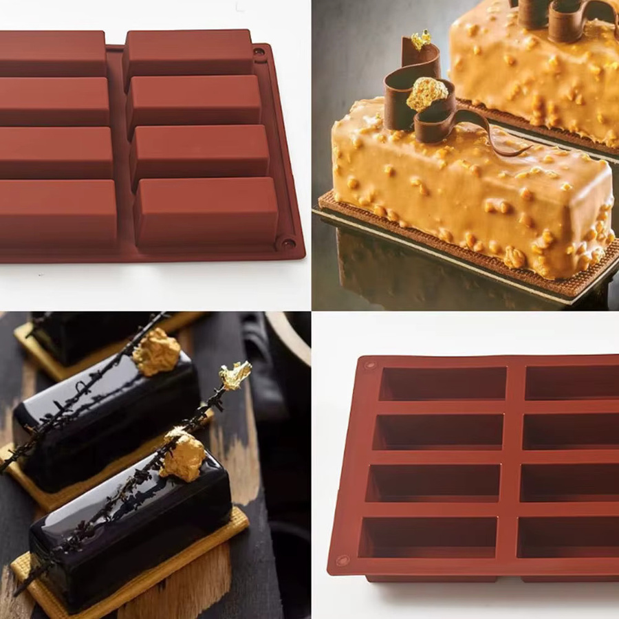 Rechteckige Silikon-Backform in Rot für Energieriegel, Schokoriegel, Proteinriegel, Maisbrot oder Pudding - Bild 3