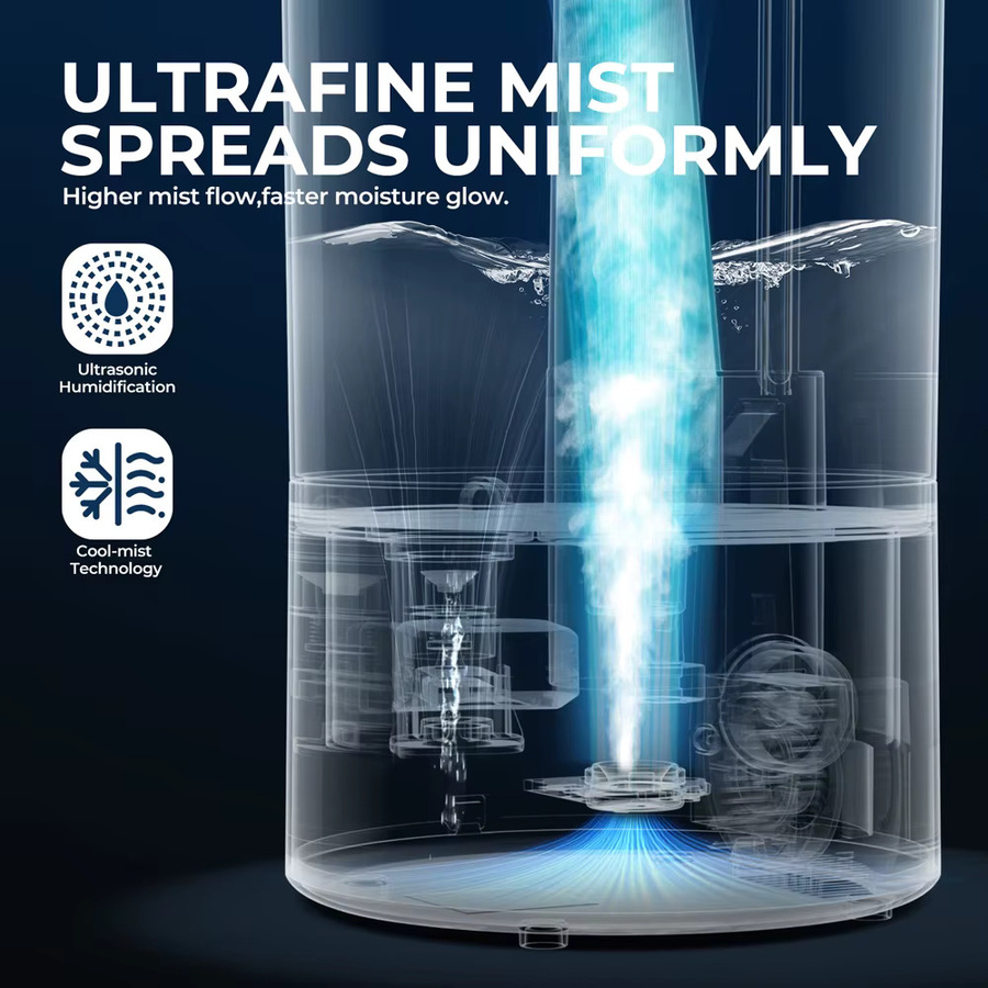 ROUNY Ultraschall-Luftbefeuchter, 4 l Fassungsvermögen, leise und BPA-frei, Weiß - Bild 4