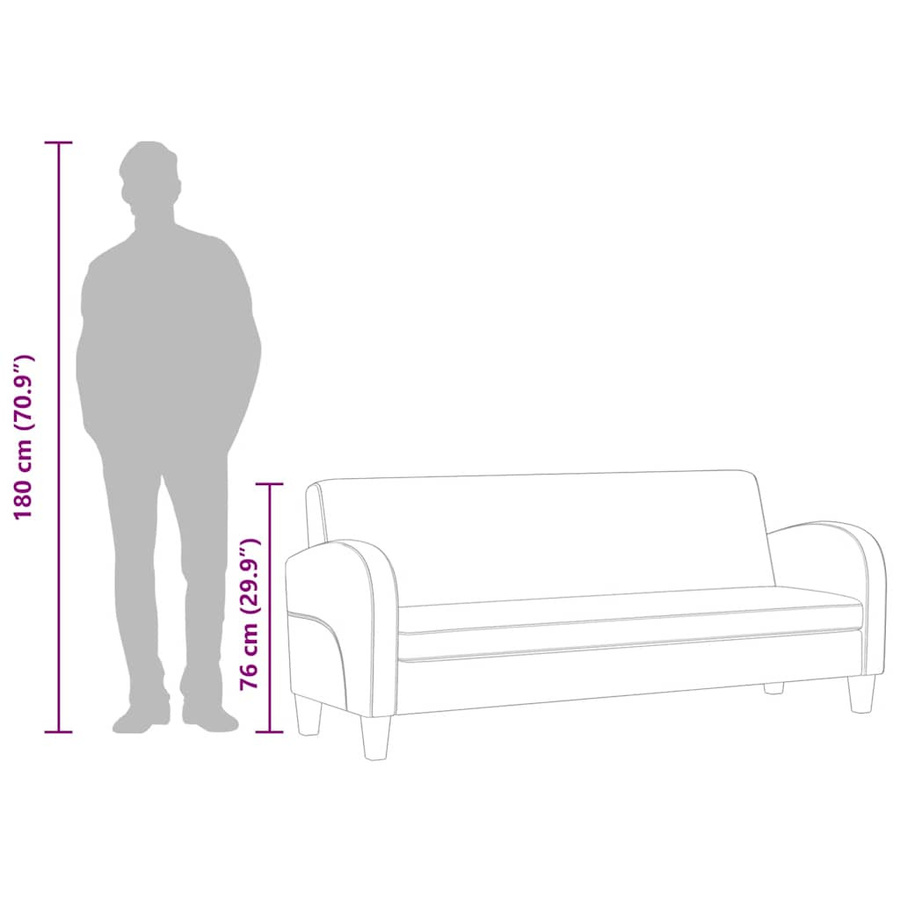 vidaXL 3-Sitzer-Sofa aus Kunstleder in Schwarz mit Holzrahmen - Bild 4