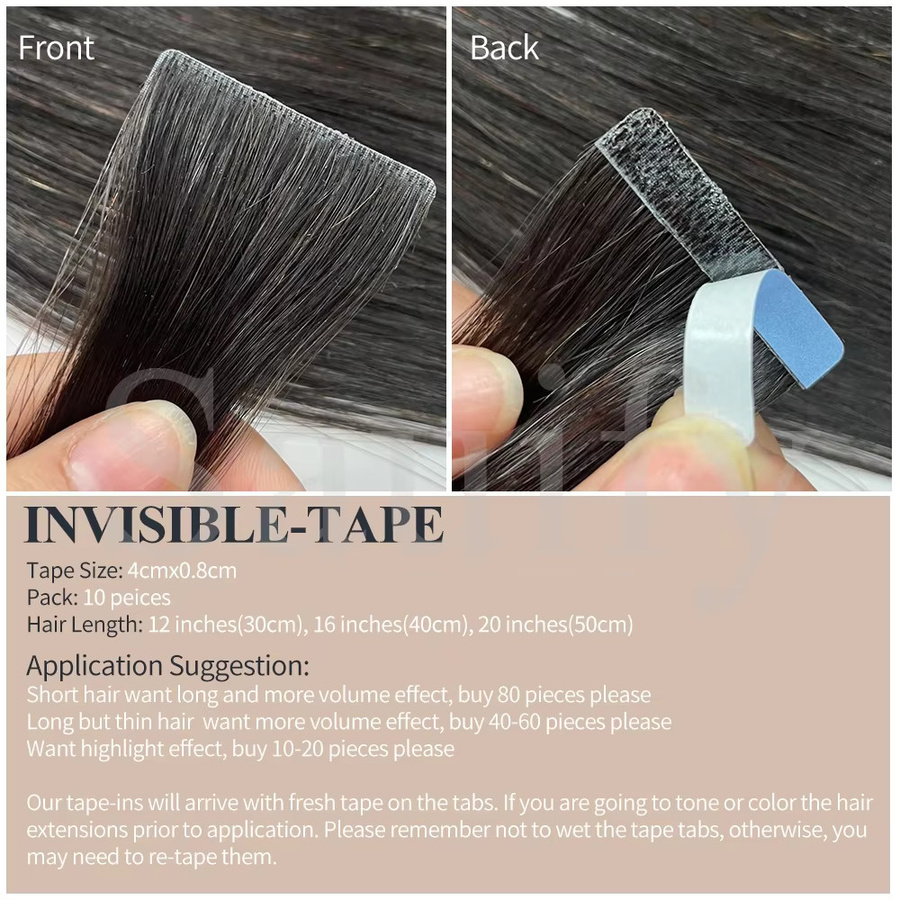 isheeny Tape-In-Haarverlängerungen Echthaar, 10 Stück, Unisex - Bild 5