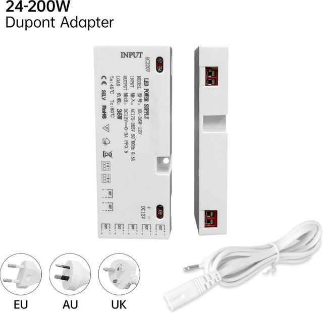Dupont LED Schrankbeleuchtungs-Transformator Netzteil für DC12V 24V in Weiß - Bild 1