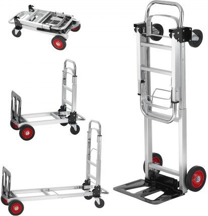 VEVOR 2-in-1 Sackkarre und Plattformwagen klappbar aus Aluminium, Silber, Tragfähigkeit 107,5 kg - Bild 1