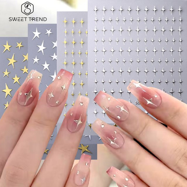 SWEET TREND Nagelaufkleber Sterne, Gold Silber, Glänzend - Bild 1