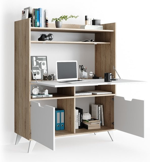 Vicco Schreibtisch Berdi Computertisch mit Schrank in Weiß/Sonoma - Bild 1