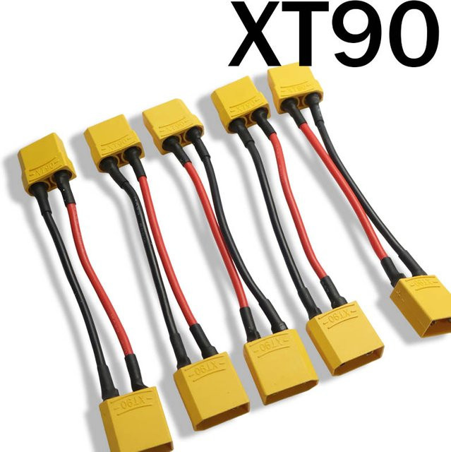 XT90 Stecker auf XT90 Buchse Adapter mit 10 cm 14AWG Silikonkabel in Gelb für FPV RC Auto und Drohnen - Bild 1