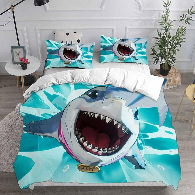 Jeff Shark Bettwäsche-Set mit Motiv aus Mikrofaser, Blau, B/H: 135 x 200 cm - Bild 1