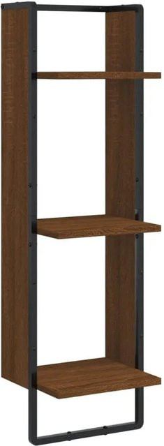 vidaXL Wandregal mit 3 Fächern in Eiche Braun aus Holzwerkstoff und Metall, B/T/H: 30 x 25 x 100 cm - Bild 1