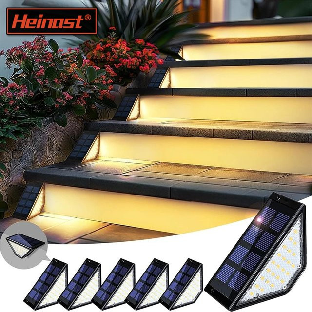 Heinast Solar-Deckleuchten Schwarz Modern Rechteckig mit Warmweißem Licht für Treppen, Geländer und Terrasse - Bild 1