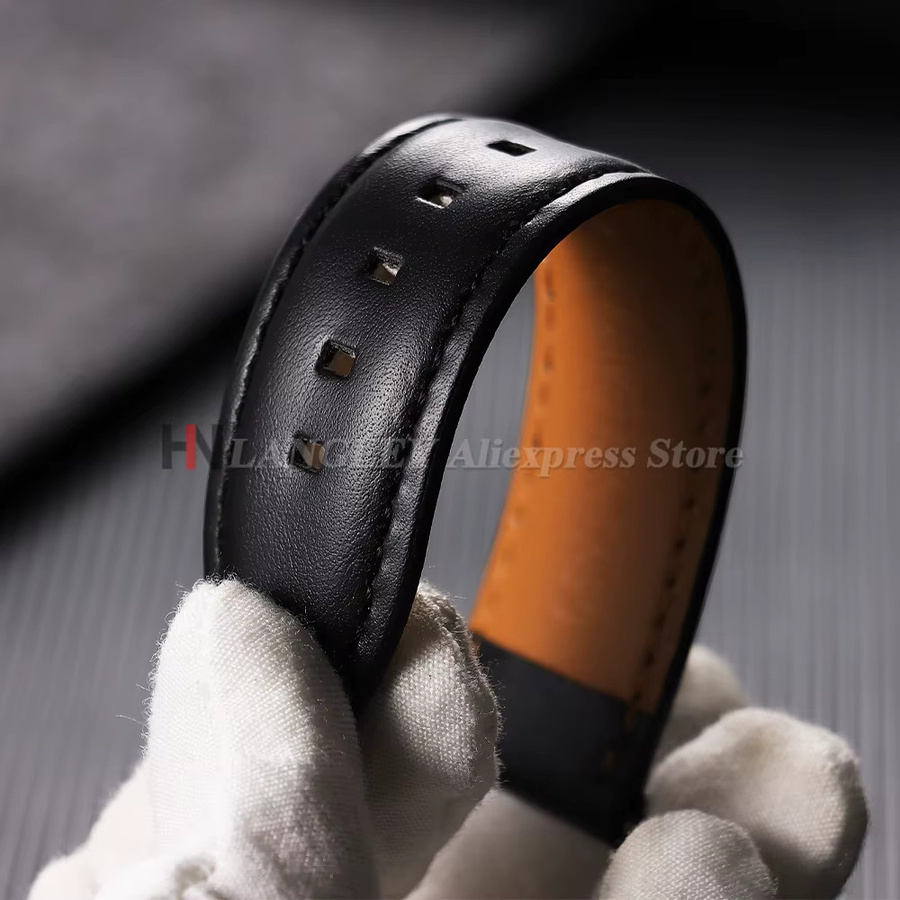 Uhrenarmband Rindsleder, Schnellverschluss, Schwarz, Unisex - Bild 3