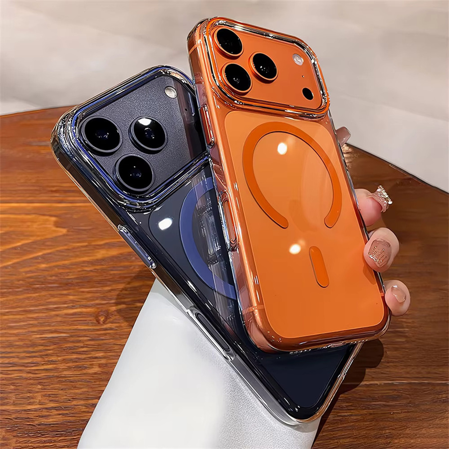 Xeber MagSafe Schutzhülle Air Clear CandyColor Transparent Orange für iPhone 17 16 15 14 13 Pro Max Plus Stoßfeste PC-Hülle - Bild 1