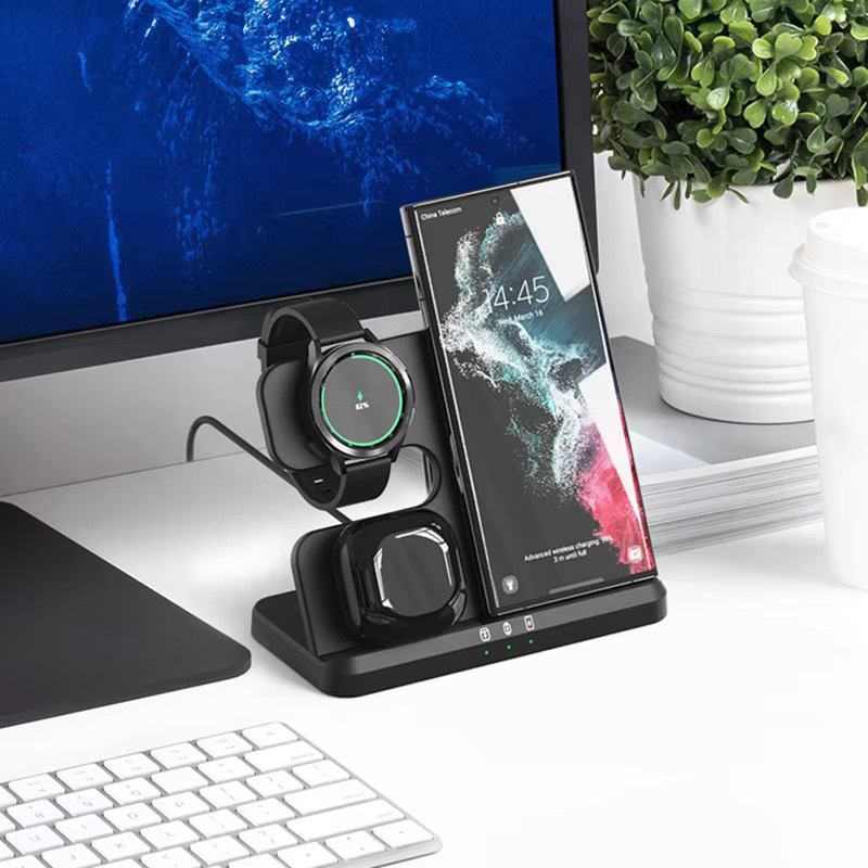 Samsung Galaxy 3-in-1 Kabelloses Ladegerät Schnelle Ladestation in Schwarz für Galaxy Z Flip Fold S26 Ultra und Galaxy Watch - Bild 5