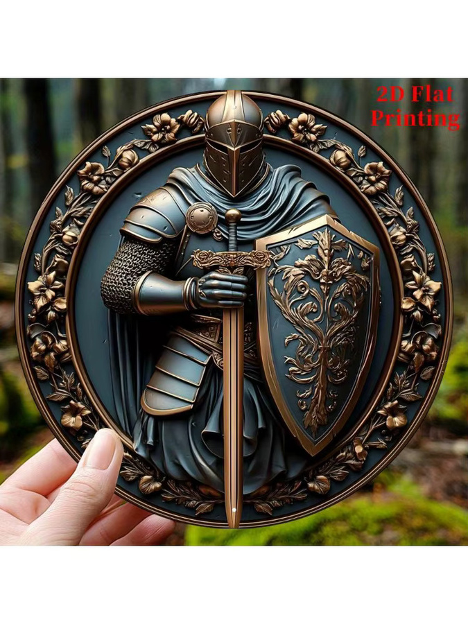 VIVO Aluminium-Ritterschwert-Schild in Schwarz als rustikale Metall-Wanddekoration, B/H: 20,3 x 20,3 cm - Bild 7