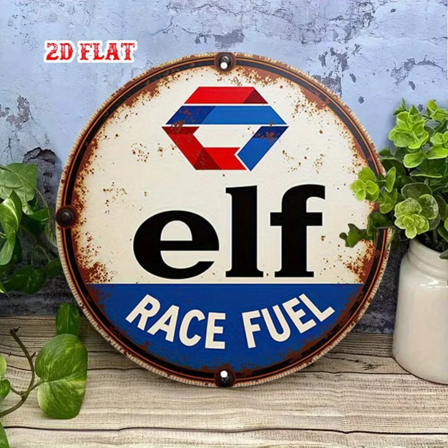 Vintage Rundes Aluminium-Rennkraftstoff-Schild CIFBUY Wanddekoration für Garage und Bar, Durchmesser: 20 cm, Mehrfarbig - Bild 3
