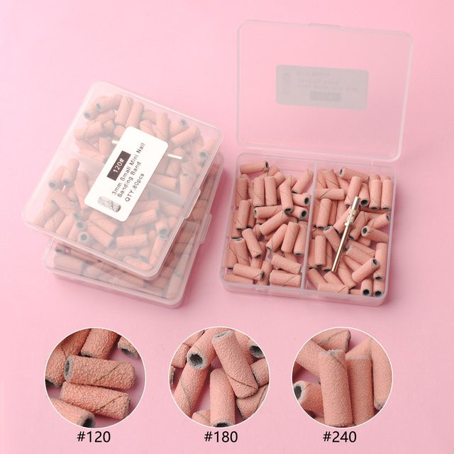 Asentale Schleifbänder Rosa, 80 Stück, 3,1 mm, Nagelbohrer Zubehör - Bild 1