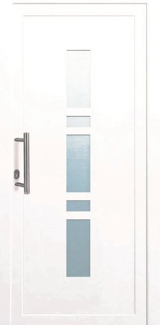 Premium Kunststoff-Haustür PANTO SMK 017 Weiß mit Glaseinsatz, B: 110 cm, H: 210 cm, DIN Links - Bild 1