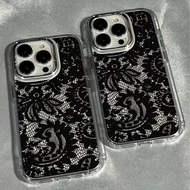 Stoßfeste Handyhülle mit Spitzenmuster für Apple iPhone in Schwarz - Bild 1
