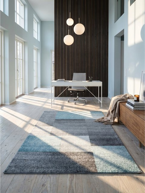 Kadima Design Kurzflor Teppich SOLDA in Blau kariert, B/L: 160 x 230 cm - Bild 1