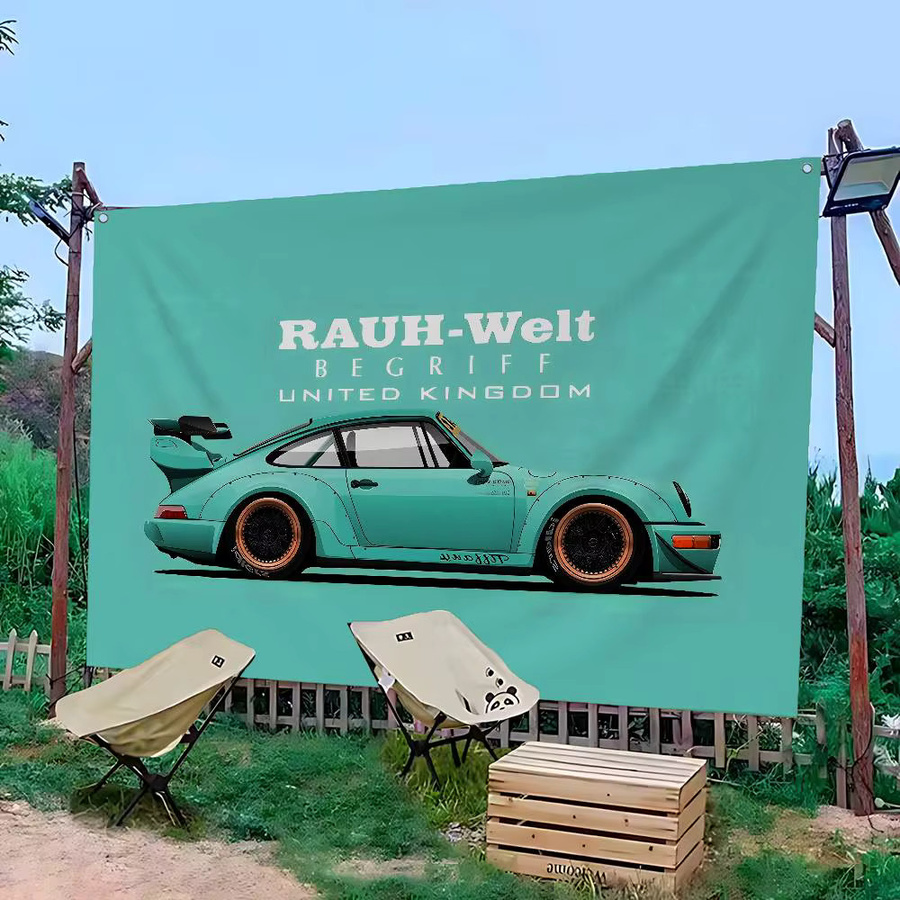 Potdemiel Dekor-Banner Japan-Sportwagen JDM RWB 911 964 933 in Türkis, Rechteckig, Breite: 80 cm, Höhe: 15 cm - Bild 5